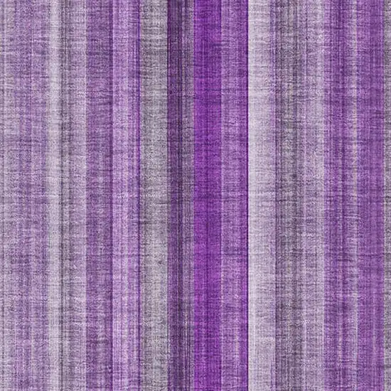 Purple And Ivory Striped Washable Area Rug With UV Protection Photo 3