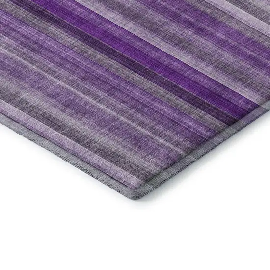 Purple And Ivory Striped Washable Area Rug With UV Protection Photo 8