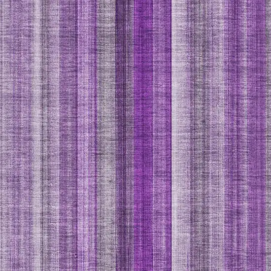 Purple And Ivory Striped Washable Area Rug With UV Protection Photo 3