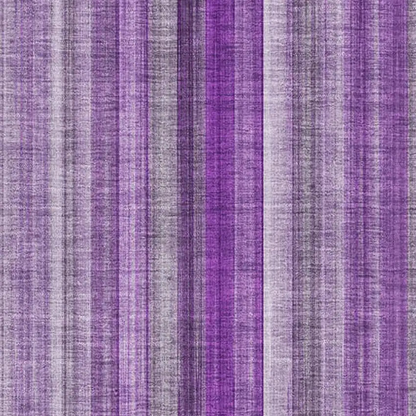 Purple And Ivory Striped Washable Area Rug With UV Protection Photo 3