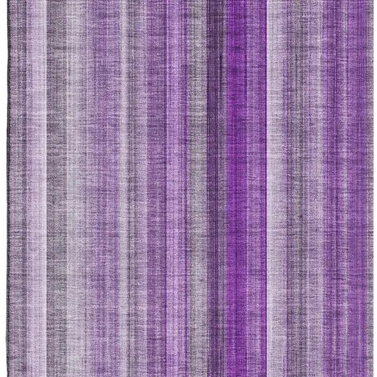 Purple And Ivory Striped Washable Area Rug With UV Protection Photo 4