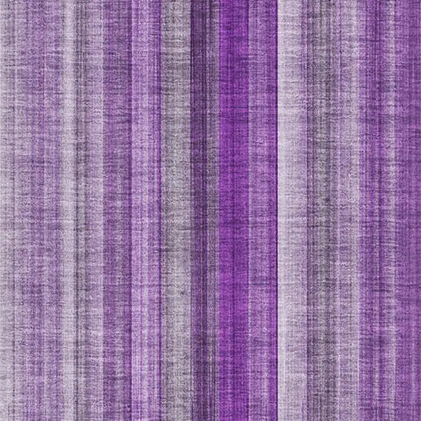 Purple And Ivory Striped Washable Area Rug With UV Protection Photo 3