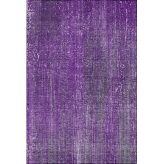 Purple And Ivory Striped Washable Area Rug With UV Protection Photo 6