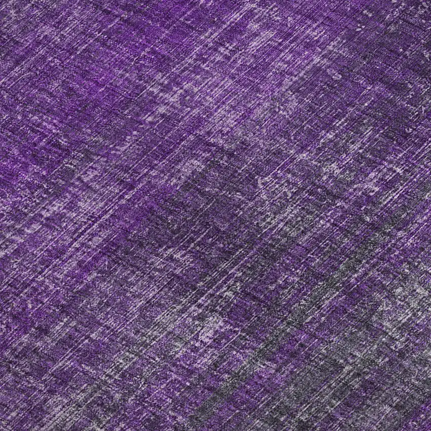 Purple And Ivory Striped Washable Area Rug With UV Protection Photo 4