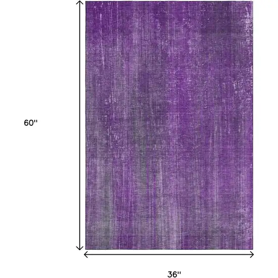 Purple And Ivory Striped Washable Area Rug With UV Protection Photo 9