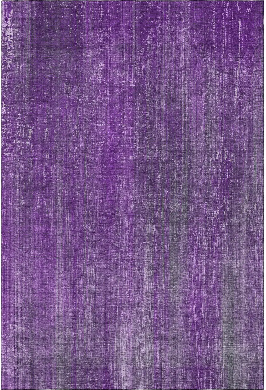 Purple And Ivory Striped Washable Area Rug With UV Protection Photo 3