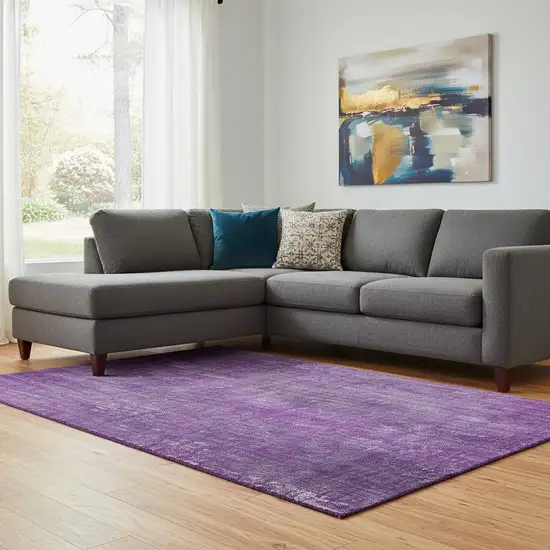 Purple And Ivory Striped Washable Area Rug With UV Protection Photo 1