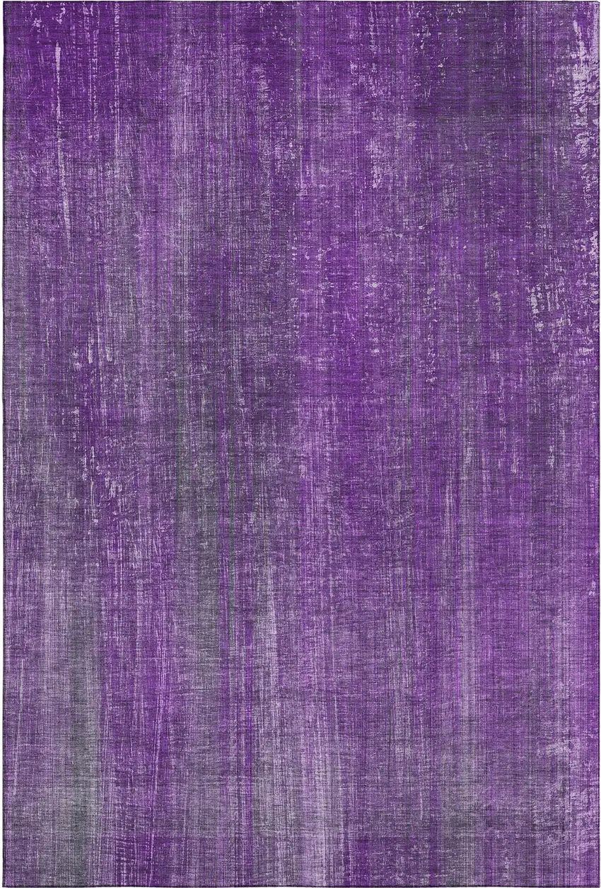 Purple And Ivory Striped Washable Area Rug With UV Protection Photo 1
