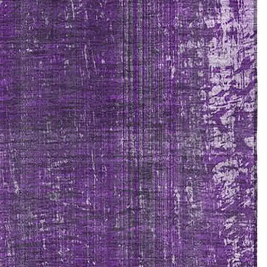 Purple And Ivory Striped Washable Area Rug With UV Protection Photo 3