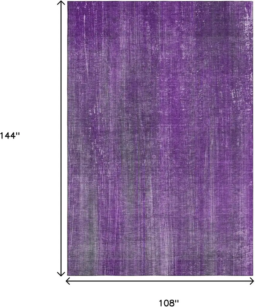 Purple And Ivory Striped Washable Area Rug With UV Protection Photo 7