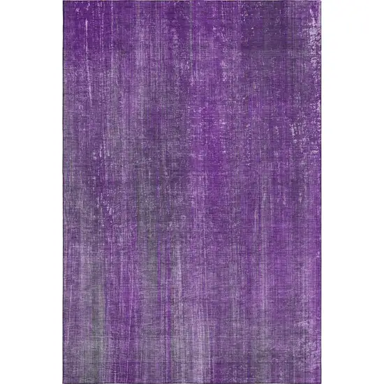 Purple And Ivory Striped Washable Area Rug With UV Protection Photo 1