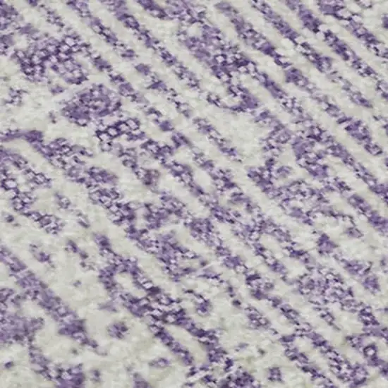 Purple And Ivory Striped Washable Area Rug With UV Protection Photo 3