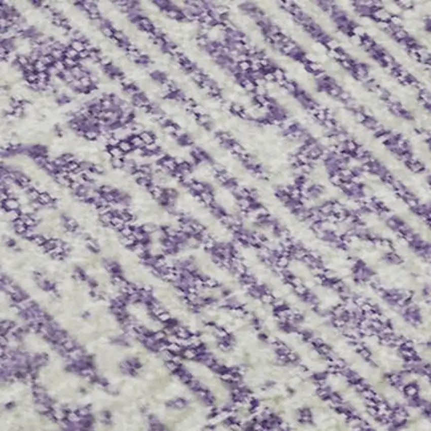 Purple And Ivory Striped Washable Area Rug With UV Protection Photo 3