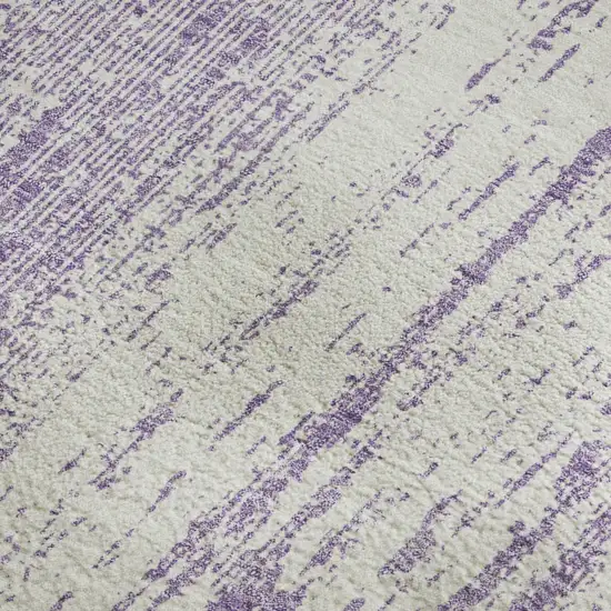 Purple And Ivory Striped Washable Area Rug With UV Protection Photo 4