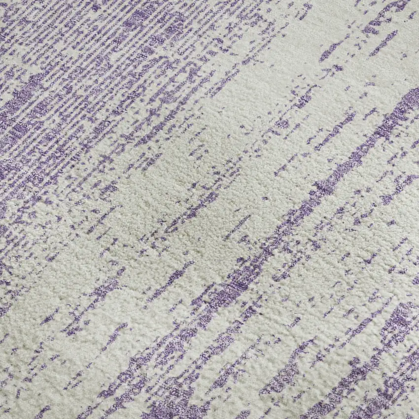 Purple And Ivory Striped Washable Area Rug With UV Protection Photo 4