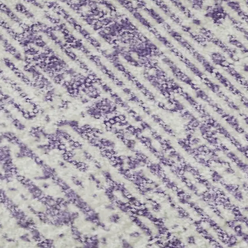 Purple And Ivory Striped Washable Area Rug With UV Protection Photo 3