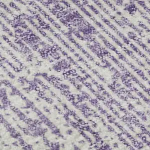 Photo of Purple And Ivory Striped Washable Area Rug With UV Protection