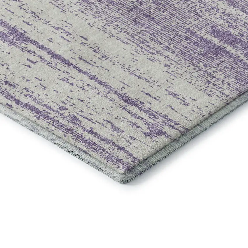 Purple And Ivory Striped Washable Area Rug With UV Protection Photo 9