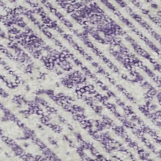 Purple And Ivory Striped Washable Area Rug With UV Protection Photo 3