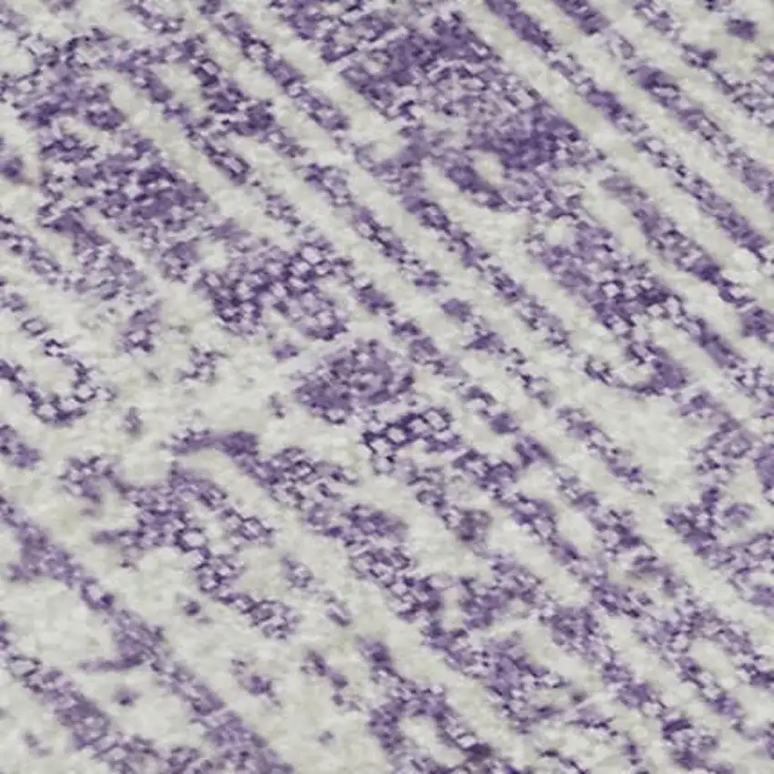 Purple And Ivory Striped Washable Area Rug With UV Protection Photo 3