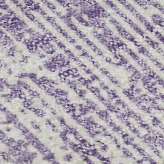 Purple And Ivory Striped Washable Area Rug With UV Protection Photo 3
