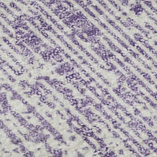 Purple And Ivory Striped Washable Area Rug With UV Protection Photo 3