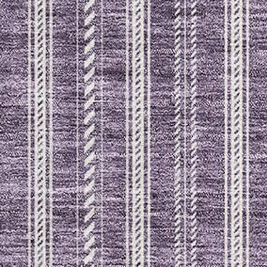Purple And Ivory Striped Washable Area Rug With UV Protection Photo 2
