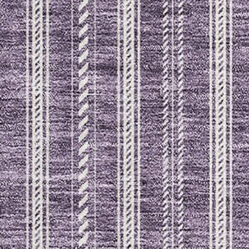 Purple And Ivory Striped Washable Area Rug With UV Protection Photo 2