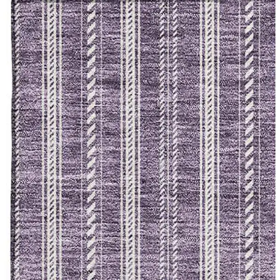 Purple And Ivory Striped Washable Area Rug With UV Protection Photo 3