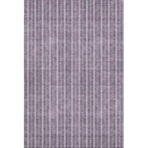 Photo of Purple And Ivory Striped Washable Area Rug With UV Protection