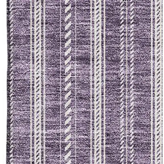Purple And Ivory Striped Washable Area Rug With UV Protection Photo 2