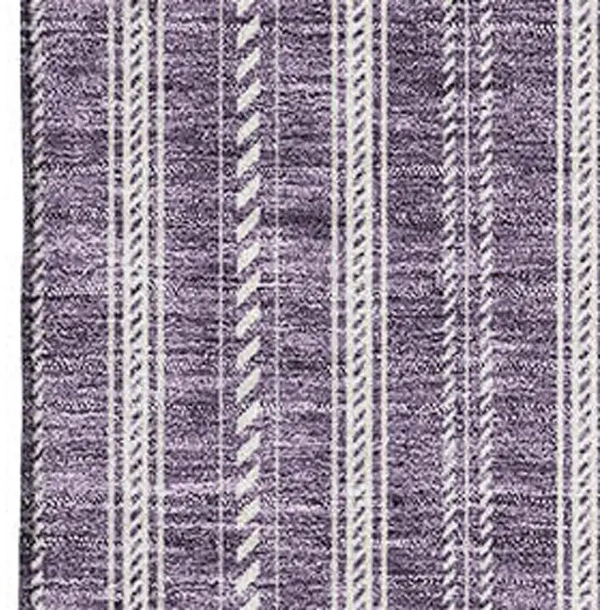 Purple And Ivory Striped Washable Area Rug With UV Protection Photo 2