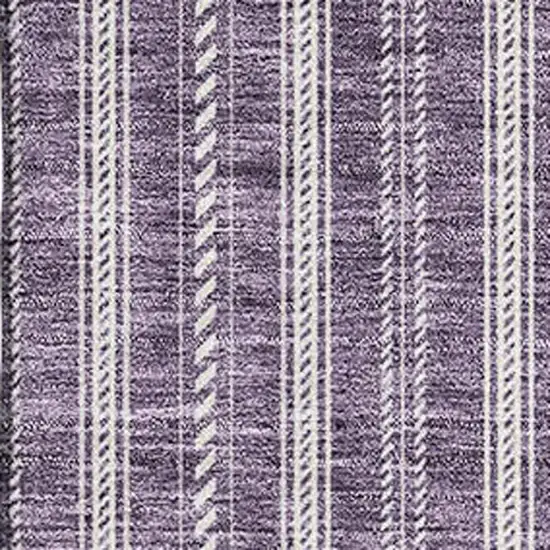 Purple And Ivory Striped Washable Area Rug With UV Protection Photo 2