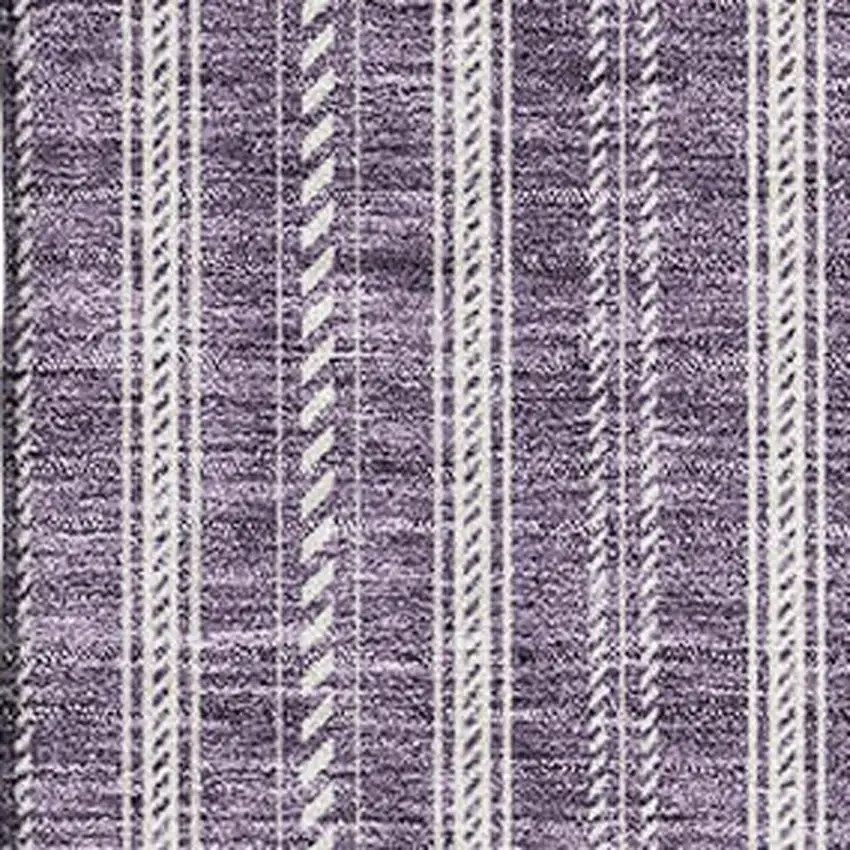 Purple And Ivory Striped Washable Area Rug With UV Protection Photo 2