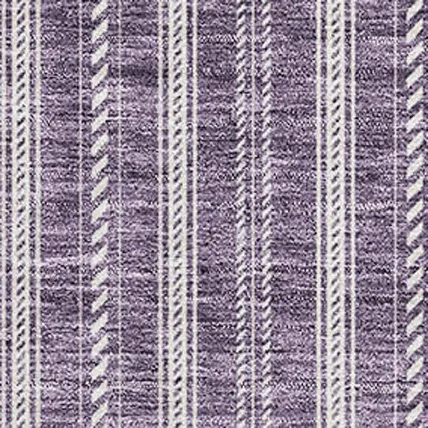 Purple And Ivory Striped Washable Area Rug With UV Protection Photo 2