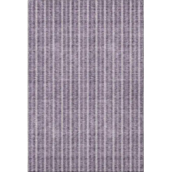 Purple And Ivory Striped Washable Area Rug With UV Protection Photo 2