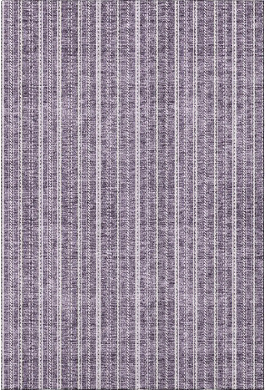 Purple And Ivory Striped Washable Area Rug With UV Protection Photo 2