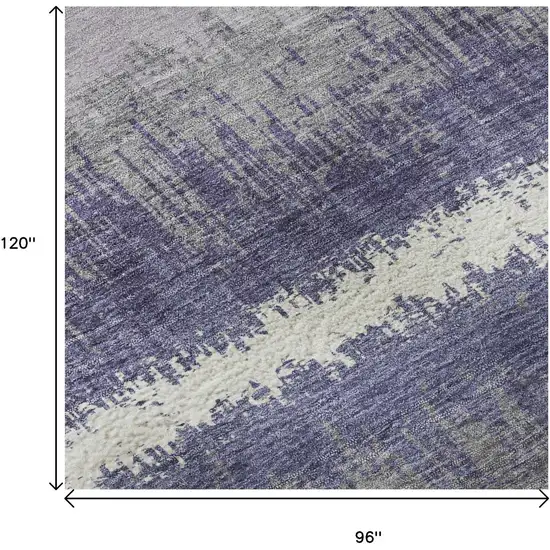 Purple And Ivory Striped Washable Area Rug With UV Protection Photo 8