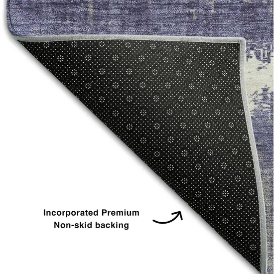 Purple And Ivory Striped Washable Area Rug With UV Protection Photo 5