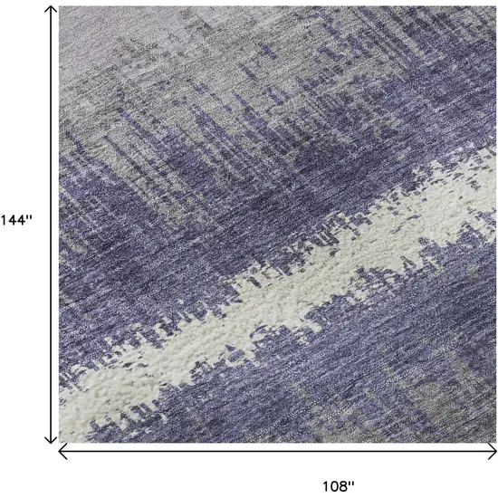Purple And Ivory Striped Washable Area Rug With UV Protection Photo 9
