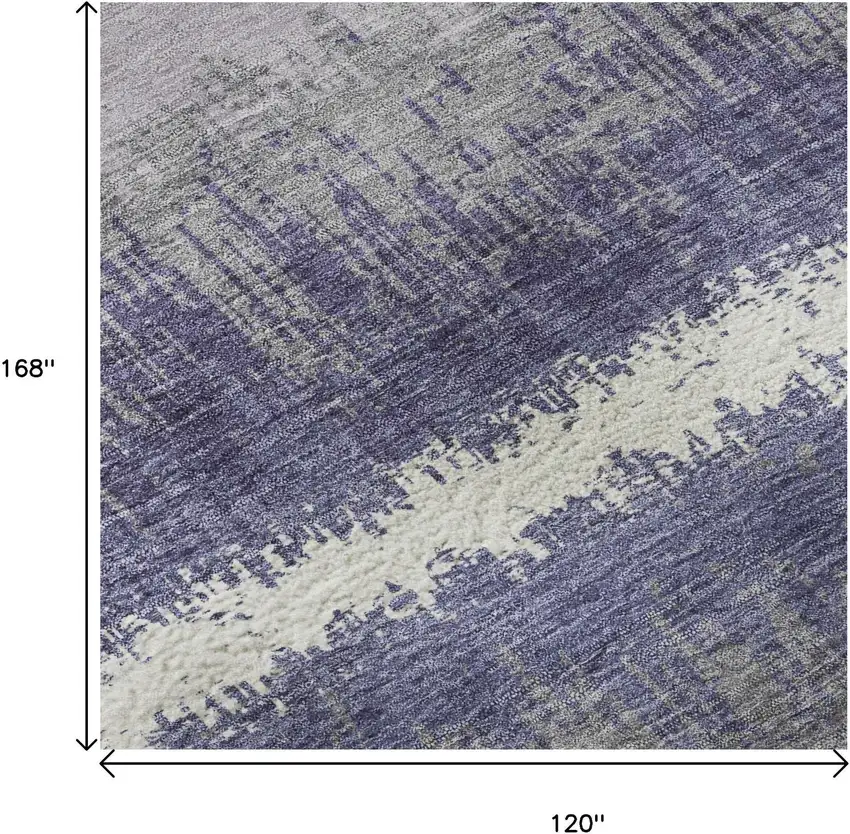 Purple And Ivory Striped Washable Area Rug With UV Protection Photo 8