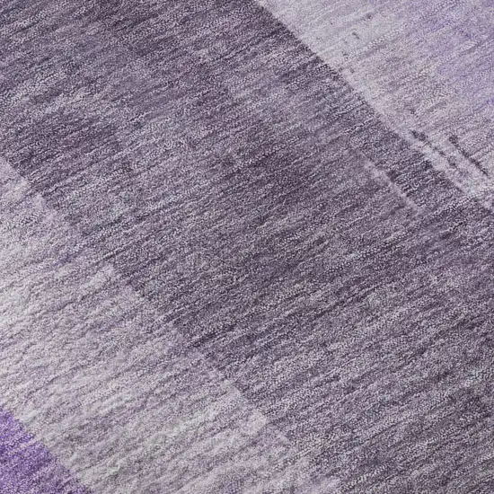 Purple And Ivory Striped Washable Area Rug With UV Protection Photo 9