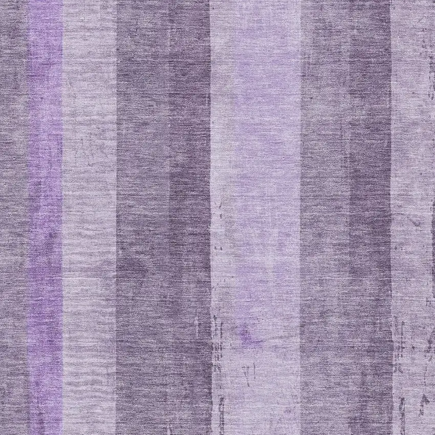 Purple And Ivory Striped Washable Area Rug With UV Protection Photo 2