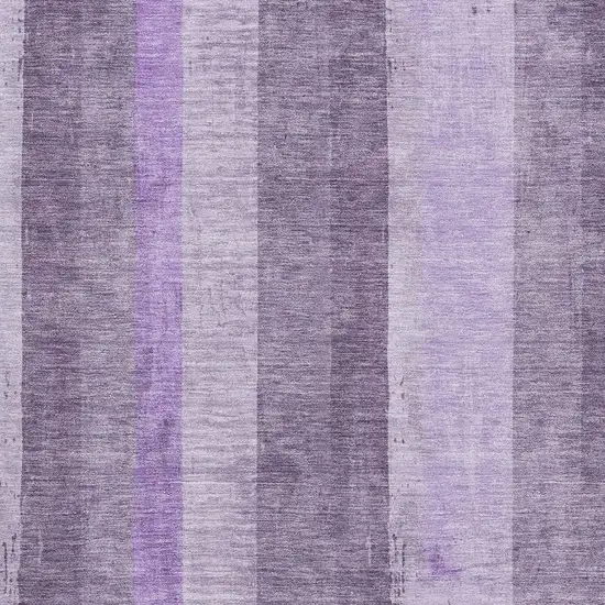 Purple And Ivory Striped Washable Area Rug With UV Protection Photo 2