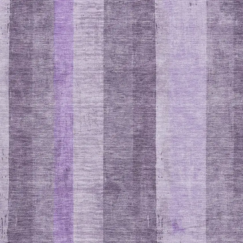 Purple And Ivory Striped Washable Area Rug With UV Protection Photo 2