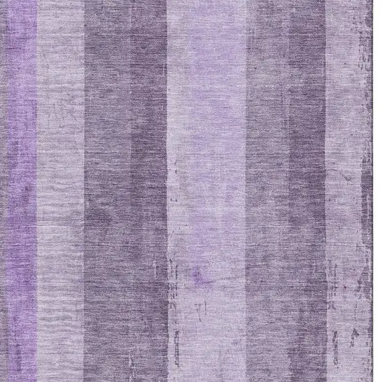 Purple And Ivory Striped Washable Area Rug With UV Protection Photo 2