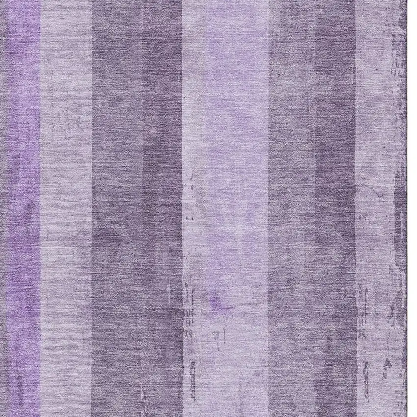 Purple And Ivory Striped Washable Area Rug With UV Protection Photo 2