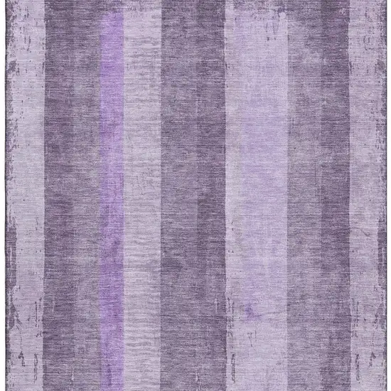 Purple And Ivory Striped Washable Area Rug With UV Protection Photo 3