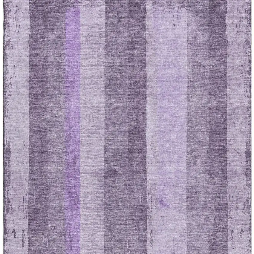 Purple And Ivory Striped Washable Area Rug With UV Protection Photo 2