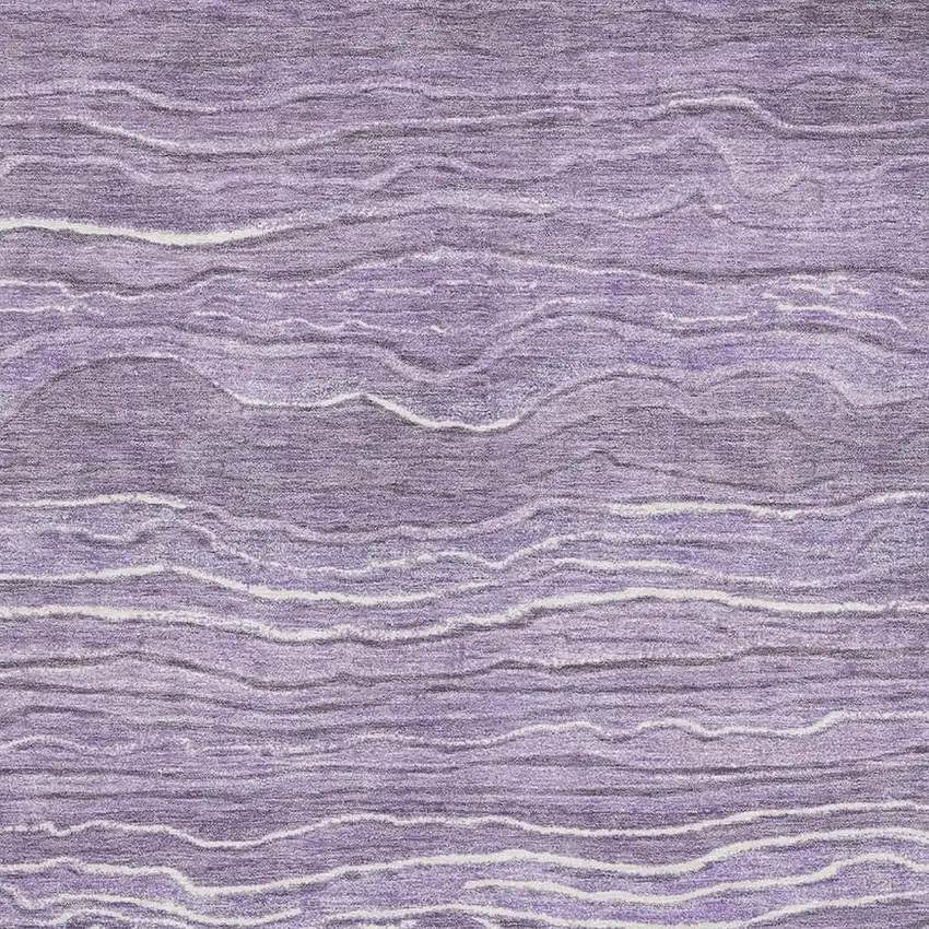 Purple And Ivory Striped Washable Area Rug With UV Protection Photo 2